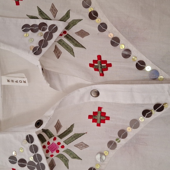 Ladies sleeveless Roper brand sheer cotton shirt size L - Picture 2 of 7